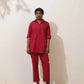 trueBrowns Maroon Cotton Linen Co-Ord Set - Swadesiicart