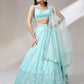 House of Panchhi Turquoise Blue Georgette Sequinse Embroidery Lehenga Choli & Dupatta | Swadesiicart