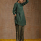 trueBrowns Dark Green Gold Cotton Side Gather Co-Ord Set - Swadesiicart