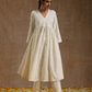 trueBrowns Ivory Gold Cotton Kalidar Kurta Set | Swadesiicart