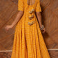 Pomcha Jaipur Bandhej Yellow Cotton Anarkali Set | Swadesiicart