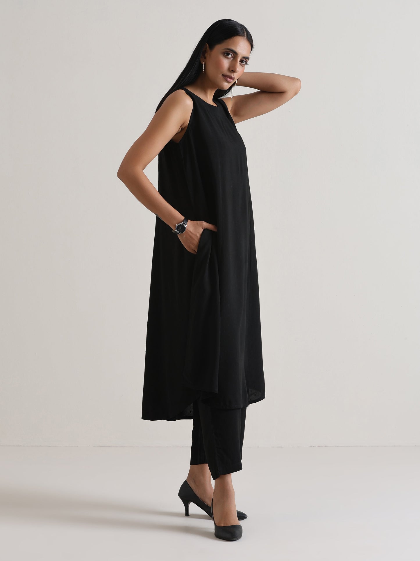 trueBrowns Black Panelled Co-ord Set - Swadesiicart