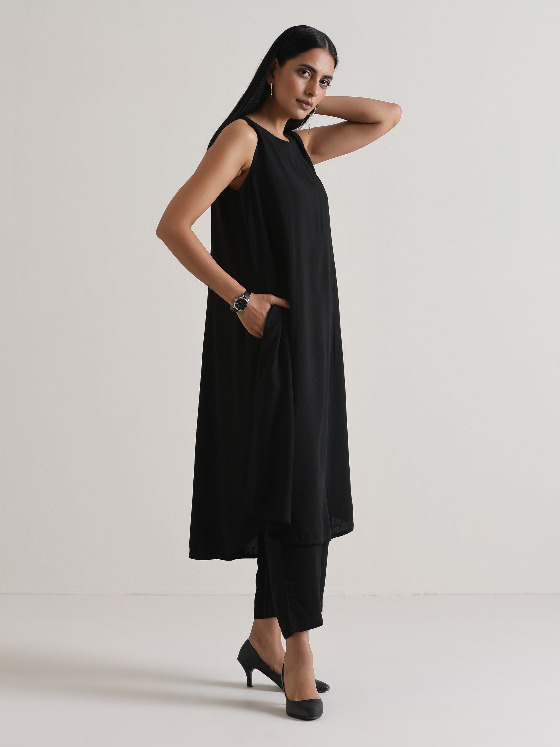 trueBrowns Black Panelled Co-ord Set - Swadesiicart
