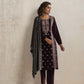 trueBrowns Purple Velvet Embroidered Kurta Pant Dupatta Set | Swadesiicart