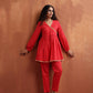trueBrowns Red Print Angrakha Co-ord Set - Swadesiicart