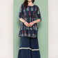 InWeave Women's Indigo Boota Sharara Set - Swadesiicart