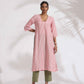 trueBrowns Red Cotton Stripe Straight Kurta Set | Swadesiicart