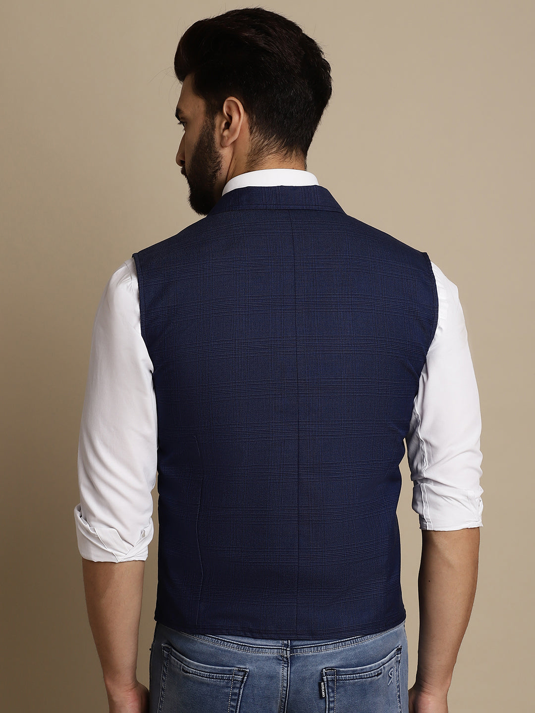 Even Apparels Men's Blue Waistcoat with Notched Lapel | Swadesiicart