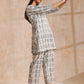 trueBrowns Grey Dabu Buta Print Cotton V-Square Neck Co-Ord Set - Swadesiicart