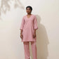 trueBrowns Pink Cotton Linen Kurta Co-Ord Set - Swadesiicart