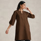 trueBrowns Brown Cotton Blend Short Kurta | Swadesiicart