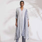 trueBrowns Off-White Cotton Multi Stripe Flared Kurta Set | Swadesiicart