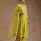 trueBrowns Lime Modal Satin Anarkali Set | Swadesiicart