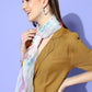 InWeave Women's Camel Brown Cream Pant Coord Set With White Butterfly Scarf - Swadesiicart
