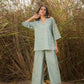 trueBrowns Blue Cotton Cutwork Embroidered Co-ord Set - Swadesiicart