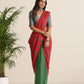 trueBrowns Red Muslin Ikat Saree | Swadesiicart