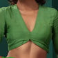 trueBrowns Green Muslin Silk Deep V-Neck Blouse | Swadesiicart