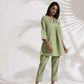 trueBrowns Green Slub Pleated Co-ord Set - Swadesiicart