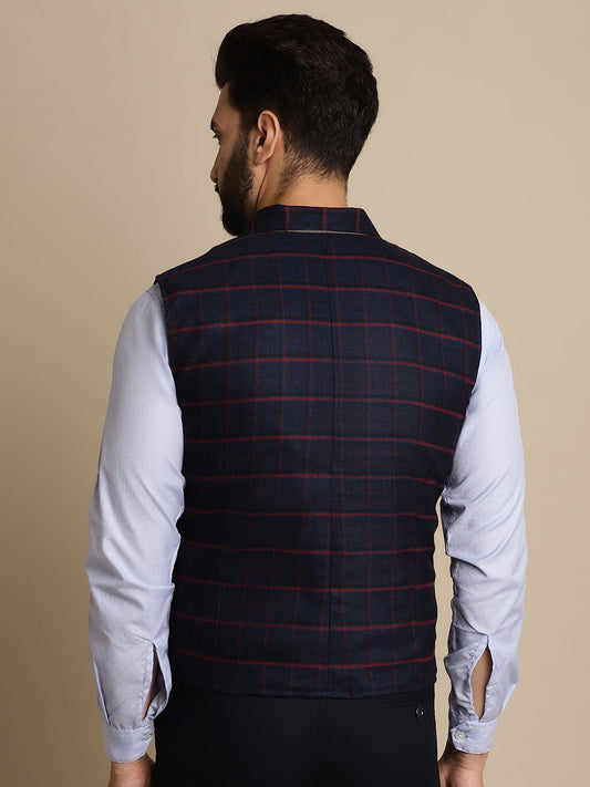 Even Apparels Men's Blue Waistcoat with Notched Lapel | Swadesiicart