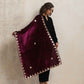 trueBrowns Wine Velvet Gota Patti Stole | Swadesiicart