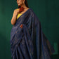 trueBrowns Royal Blue Cotton Gold Lurex Striped Ready to Wear Saree | Swadesiicart