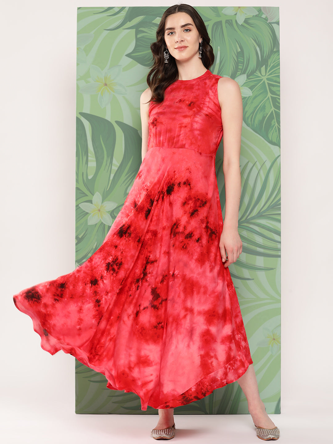 InWeave Women's Red Tie And Die Dress - Swadesiicart