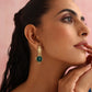 trueBrowns Brass Green Stone Abstarct Earrings - Swadesiicart