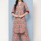 Ahalyaa Women Ethnic Motifs Printed Regular Gotta Patti Kurta with Palazzos | Swadesiicart