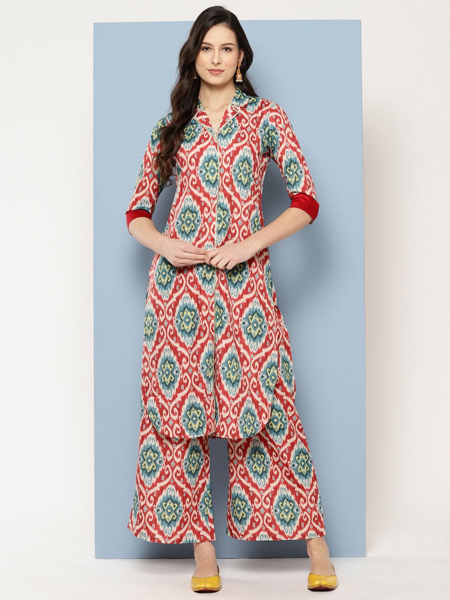 Ahalyaa Women Ethnic Motifs Printed Regular Gotta Patti Kurta with Palazzos | Swadesiicart