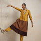 trueBrowns Gold Brown Silk A-line Kurta Set | Swadesiicart
