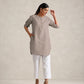 trueBrowns Light Grey Cotton Blend Short Kurta | Swadesiicart