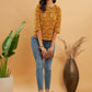 InWeave Women's Haldi Yellow Mughal Kalamkari Top - Swadesiicart