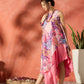 InWeave Purple Floral Peach Asymmetrical Dress - Swadesiicart
