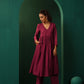 trueBrowns Maroon Silk Angrakha Kurta Pant Set | Swadesiicart
