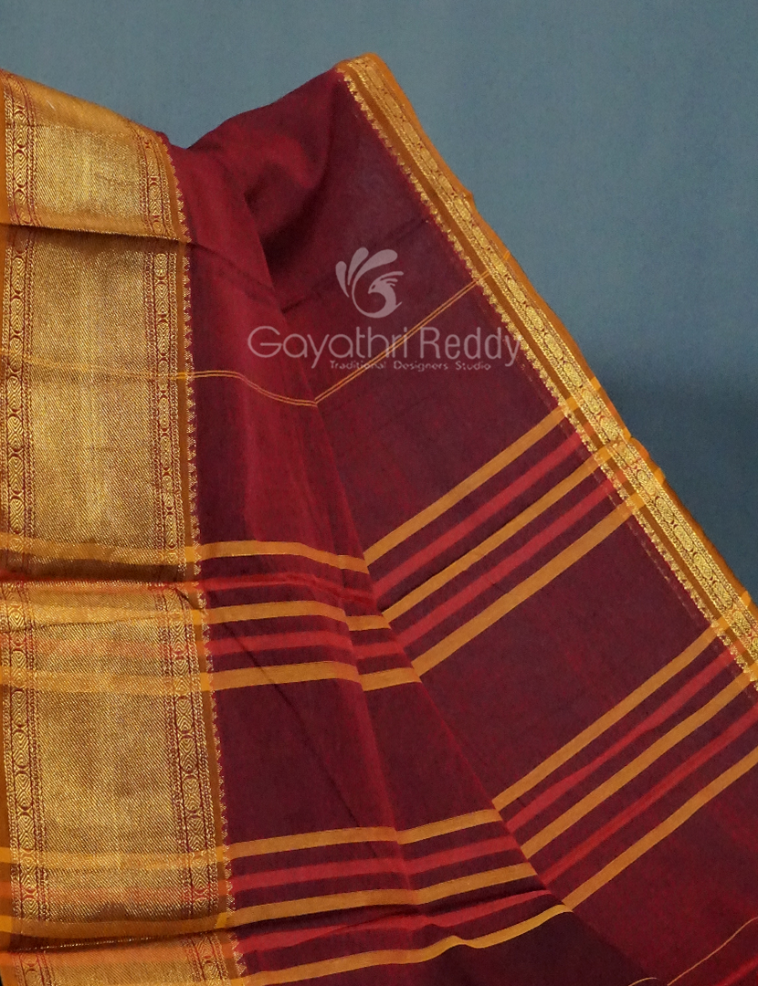 Kalanetha Maroon Coloured Pure Narayanpet Cotton Saree By Gayathri Reddy Designer Studio | Swadesiicart
