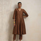 trueBrowns Brown Silk Slit Kurta Set | Swadesiicart
