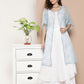 InWeave Women's Cream Strappy With Blue White Chintz Organza Cape - Swadesiicart