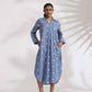 trueBrowns Blue Cotton Floral Embroidered Dress | Swadesiicart