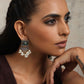 trueBrowns Silver Gold Tone Floral Silver Jaal Dangle Earrings - Swadesiicart