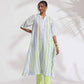 trueBrowns White Cotton Multi Stripe Flared Kurta Set | Swadesiicart
