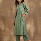 trueBrowns Light Green Bandhani Printed Silk Kurta Pant Set | Swadesiicart