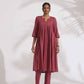 trueBrowns Maroon Cotton Flared Kurta Set | Swadesiicart