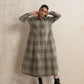 trueBrowns Green Check Flared Winter Dress | Swadesiicart