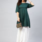 InWeave Women's Dark Green Short Anarkali Kurta - Swadesiicart