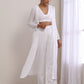 trueBrowns White Dobby Overlay Jacket Blouse Pant Set | Swadesiicart