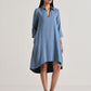 trueBrowns Light Blue Short Collared Dress | Swadesiicart