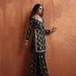 trueBrowns Green Foil Print Sharara Set | Swadesiicart