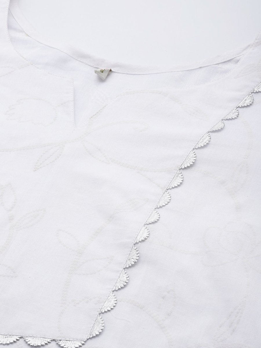Ahalyaa Women Self Design Pure Cotton Tunic With Palazzos | Swadesiicart