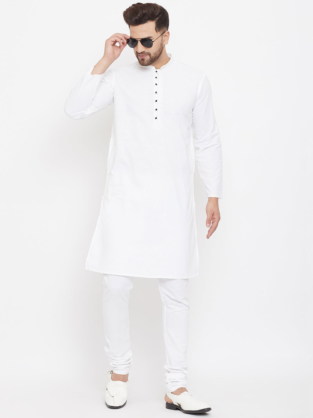 Even Apparels White Solid Kurta With Band Collar | Swadesiicart