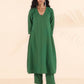 trueBrowns Green Cotton Dobby Kurta Pant Set | Swadesiicart